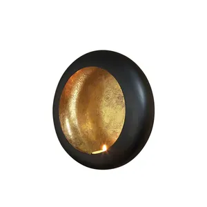 Portavelas metálico con revestimiento exterior negro, de tendencia en la industria, que realza la decoración festiva con una luz cálida y acogedora. - Product Image 6