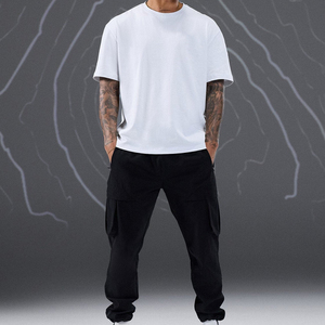 Camiseta de Alta Calidad de 400g con Cuello Ajustado, Estilo Urbano, 100% Algodón, para Hombre, Lisa, para Impresión Personalizada - Product Image 1