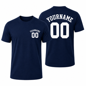 T-shirt rouge personnalisé pour homme avec impression nom et numéro, manches courtes, col rond, style jersey décontracté, coupe classique, 100 % coton, logo avant - Product Image 3