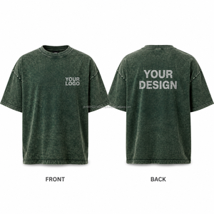 Custom Acid Wash Streetwear Men's T-Shirt Bulk Wholesale OEM Cotton Blank Tee Plain Custom <b>Logo</b> Printing Casual 320g Short - Product Image 2