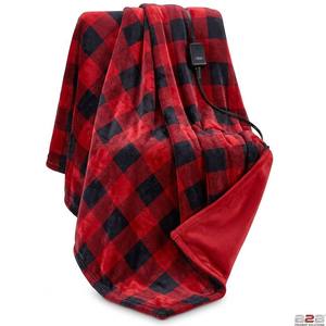 Plaid chauffant réversible en flanelle double couche à carreaux 50*60 pouces, <span class=keywords><strong>4</strong></span> niveaux de chaleur, arrêt automatique après <span class=keywords><strong>4</strong></span> heures, certifié ETL, fournisseur d'usine en gros - Product Image 6