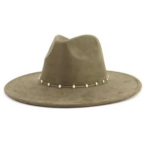 Sombrero Fedora Unisex de Ala Ancha Color Turquesa con Decoración de Perlas, Estilo Moderno, Color Sólido, Casual para Primavera/Verano, Nuevo Estilo de Lujo - Product Image 3