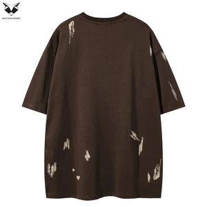 T-shirts pour hommes en tissu tricoté légèrement extensible à col rond de qualité supérieure, décontractés, pour le week-end, surdimensionnés, en mélange de soie/coton, pour l'été - Product Image 2