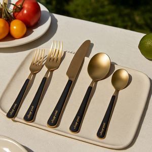 Stainless Steel <b>Flatware</b> Sets for Dining,High Quality 18/10 Stainless Steel Portuguese Cutlery Set of 4 Pcs Matte Gold <b>Flatware</b> - Product Image 1