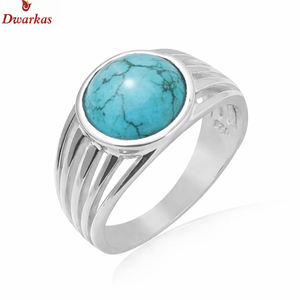 Factory direct sterling 925 <b>silver</b> turquoise dyed stone <b>men</b> <b>ring</b> classic luxury for daily wear business and anniversary gift - Product Image 1