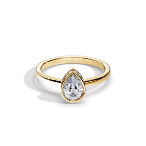 Bague de fiançailles en or 10 carats avec diamant goutte d'eau, sertissage clos en forme de poire, style classique pour femme - Product Image 3