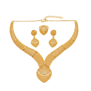 Naykk Creations - Juego de Joyería de 3 Piezas con Placa de Collar Sautoir Hecha a Mano, Chapada en Oro de 24K, para Regalo de Boda, Compromiso, Aniversario o Fiesta - Product Image 3