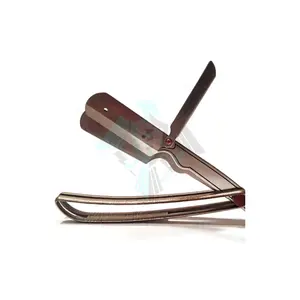 Best Supplier Pissco For Gold Color Plated Handle Straight Edge | Folding Mate Black Barber Razor Close Shaving Men Manual