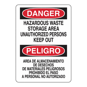 Panneau bilingue de signalisation de danger pour le stockage de déchets dangereux, pour une utilisation en intérieur et en extérieur - Product Image 3