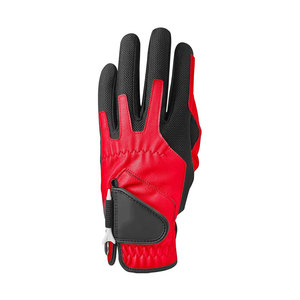Golf <b>Glove</b> Right Hand Red Black PU Leather Non-Slip Full Finger Unisex Sports <b>Glove</b> Hook And Loop Closure - Product Image 1