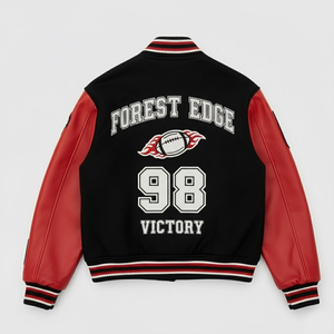 Veste de baseball en chenille brodée avec des patchs sur le devant, coupe-vent, respirante, écologique, pour hommes, best-seller - Product Image 4