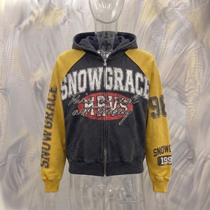 เสื้อฮู้ดซิปผู้ชาย Snowgrace แขนเสื้อแบบแร็กแลน พิมพ์ลายโลโก้ด้านหน้า สไตล์ลำลองสำหรับฤดูใบไม้ร่วง ปรับแต่งได้ ผลิตจากผ้าฝ้าย 80% ผสมผ้าสแปนเด็กซ์ 20% - Product Image 3
