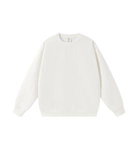 Unisex Crew Neck Sweatshirt Solid White <b>100</b>% Cotton Knitted Oversized Casual Pullover Autumn Regular Fit - Product Image 1