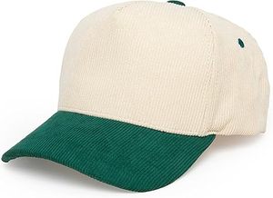 Gorra de Béisbol de Pana de Dos Tonos con Logotipo Personalizado, 5 Paneles, Color Crema y Verde Bosque, Gorra Deportiva Vintage de Alta Calidad, Gorra Trucker de Pana Lisa - Product Image 6