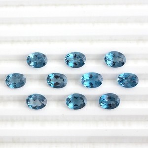 Topacio Azul de Londres Natural, Corte Ovalado, Piedras Sueltas Calibradas de 7x5-8x12mm, Topacio Azul Facetado para Joyería, Venta al Por Mayor - Product Image 3