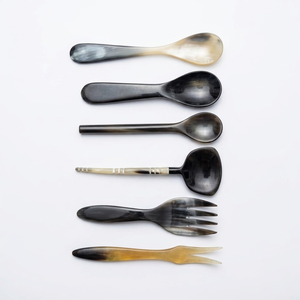 Eco Friendly Horn Cutlery Sets Bulk Handmade Natural Dinnerware Fork Spoon Knife 10ml <b>Gold</b> Plated Mirror Kitchen Dining - Product Image 1
