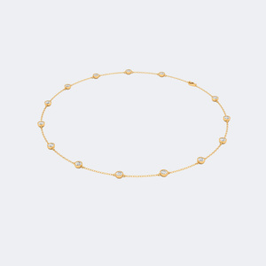 Collier station en or plaqué avec diamants ronds cultivés en laboratoire 4,80 carats, sertis clos, bijoux de luxe pour femme - Product Image 4