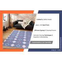 Geometric Pattern Cotton Rug Rectangle Bohemian Style Flat Weave Living Room Floor Covering With Fringe Edge For Bulk Supply