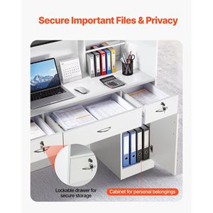 Moderno Mostrador de Recepción Rectangular de 50 Pulgadas con Tira de Luz y 3 Cajones para Almacenamiento, para Uso en Oficina - Product Image 4