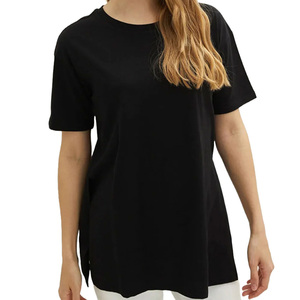Camiseta Básica de Algodón para Mujer, Corte Ajustado, Cuello Redondo, Etiqueta Privada OEM, Suave y Elástica, Ropa Casual, Fabricante de Camisetas al por Mayor - Product Image 2