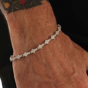 Pulsera de tenis de lujo para mujer y hombre, de plata 925 con moissanita, corte brillante redondo, engaste geométrico de puntas, joyería de boda - Product Image 5