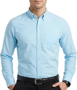 Camisa Oxford de Algodón Titan para Hombre, 100% Algodón, Manga Larga, Camisa de Vestir para Hombre, con Botones, Informal, para Trabajo, con Bolsillo - Product Image 1