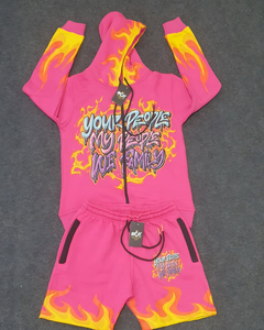 Applique Embroidered Distressed <b>Patch</b> Hoodie Acid Wash Vintage Hoodies <b>Shorts</b> Set 2 Piece Summer <b>Short</b> Set for <b>Men</b> Custom Logo - Product Image 1