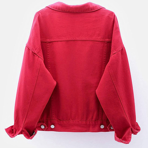เสื้อแจ็คเก็ตบอมเบอร์ทรงสั้นสำหรับผู้หญิง AMSEA รุ่นรักษ์โลก ปิดกระดุมแถวเดียว เหมาะสำหรับฤดูหนาว ผลิตจากผ้าเดนิมฝ้าย 100% สีเหลือง - Product Image 2