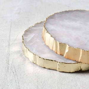 Natural Crystal <b>Coasters</b> Luxe Metallic Rim Beverage <b>Coaster</b> Set for Dining Table and Gifting Use - Product Image 2