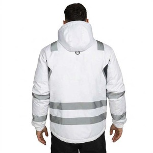 Chaqueta de Trabajo Reflectante de Alta Visibilidad Blanca para Hombre con Bolsillos y Capucha, Uniforme de Trabajo - Product Image 3