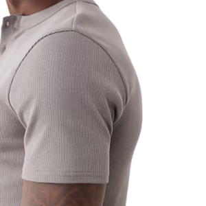 <b>Men</b> Waffle <b>Henley</b> T-Shirt Regular Fit Short Sleeve Casual Summer <b>Top</b> Soft Stretch Breathable Quick Dry Sweat-Wicking 220 Grams - Product Image 4