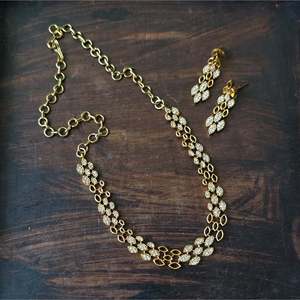Women's Gold Plated Pearl Designer Necklace Set-Luxury Fine Jewelry with Oxidized Polish Nova Mart Brand - Product Image 3