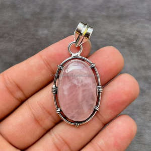 Colgante de Plata de Ley 925, colgante de piedras preciosas de Cuarzo Rosa Pera, regalos de Año Nuevo, regalos para mujeres - Product Image 5