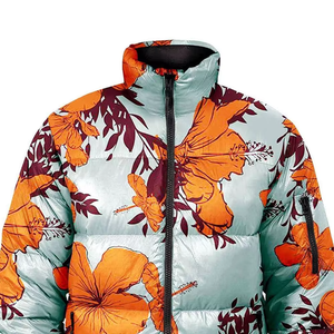 Vestes d'hiver matelassées imperméables et coupe-vent à motif floral imprimé sur toute la surface, sublimées, pour enfants et femmes, fermeture éclair - Product Image 2