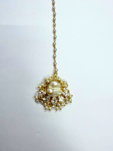 Maharani Necklace Set with Maangtika Natural Baroque Pearl Handmade With Crystals Statement Bridal Jewellery for Women OEM ODM - Product Image 4