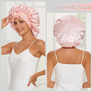 2 bonnets en satin avec bande à nouer, bonnets de nuit pour femmes, bonnets de nuit doux pour le soin des cheveux, bonnets multi-usages - Product Image 4