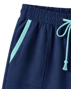 Ensemble Lounge Femme Bleu Marine avec T-shirt à Manches Courtes et Short à Bordure Contrastante Menthe – Tenue Deux Pièces en Mélange de Coton Doux et Respirant - Product Image 5