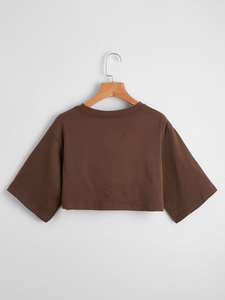Fashion 2027 Oversized <b>Drop</b> Shoulder T-Shirt Crop Top Custom Printed Women's Short Sleeve for Y2K Streetwear women's shirt OEM - Product Image 4