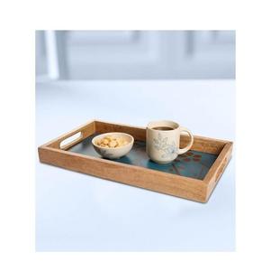 Geometric Print Wooden <b>Breakfast</b> Serving Storage Tray For Coffee Food Tray Wood Platter Multipurpose Use For Coffee Table Accent - Product Image 2
