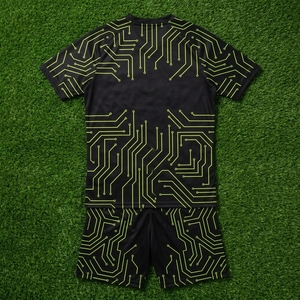 Conjunto de Uniforme de Fútbol Personalizado con Patrón de Circuito Verde Neón Negro, Camiseta de Manga Corta y Pantalones Cortos, Ropa Deportiva para Equipo - Product Image 5