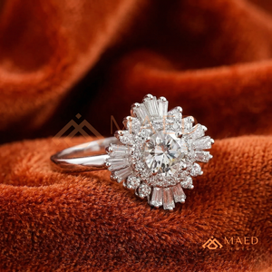 Round Cut Moissanite Cluster <b>Ring</b> <b>Silver</b> <b>Statement</b> Engagement <b>Ring</b> for Women Luxury Style Jewelry Gift - Product Image 3