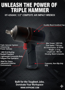 Choix idéal pour la réparation de pneus - Clé à chocs pneumatique en alliage d'aluminium BOA HY-4260AN 1/2 pouce 1400 Ft-lb Triple Marteau OEM Garantie 1 an - Product Image 2