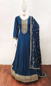 Cosido Tamaño XL Seda pesada Shalwar Kameez con 2 márgenes 3M Flair & Premium Silk Dupatta-una declaración de moda de fiesta real - Product Image 4