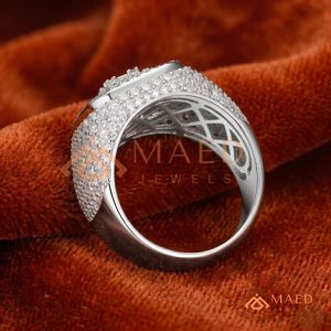 Luxury 925 Sterling <b>Silver</b> Iced Out Square Signet <b>Ring</b> Cluster <b>Men's</b> <b>Ring</b> Hip Hop Jewellery Big Bold <b>Mens</b> Iced Out <b>Ring</b> - Product Image 2