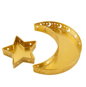 Bandeja Decorativa Islámica para Ramadán Kareem, Soporte de Hierro con Forma de Luna y Estrella para Exhibición de Pasteles, Caja de Regalo para Eid, Plato para Dulces y Frutas, Vajilla - Product Image 1