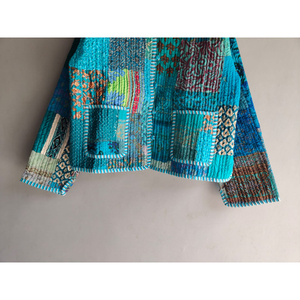 Chaqueta acolchada vintage para mujer, estilo patchwork, cárdigan corto bohemio, ropa de abrigo corta para invierno, regalo para ella. - Product Image 5