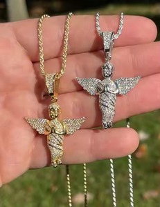 Gold Plated Silver And Black Tone Pendant with Diamond White Gold <b>Charm</b> for Hip Hop Fashion Jewelry Collection - Product Image 1