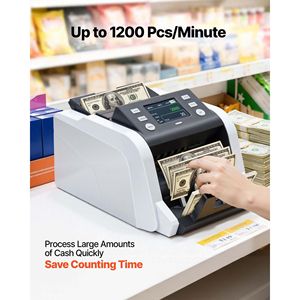 Machine de comptage de billets avec capacité de détection de contrefaçon UV/MG/IR/DD/DBL/HLF/CHN, écran TFT, capacité de 1200 billets/minute, haute valeur ajoutée - Product Image 6