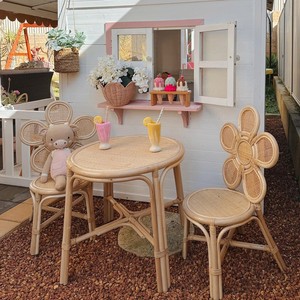 Lovely Rattan Flower Kid <b>Table</b> Set Charming Kids Furniture Set For Playroom, <b>Study</b> And Decoration - Product Image 3