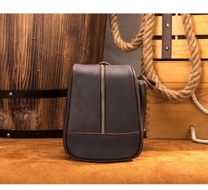 <b>Men</b> Vintage Travel <b>Pouch</b> Shaving Bag Travel Accessories Organizer Cosmetic Case Leather Dopp Kit Leather Toiletry Bag. - Product Image 2